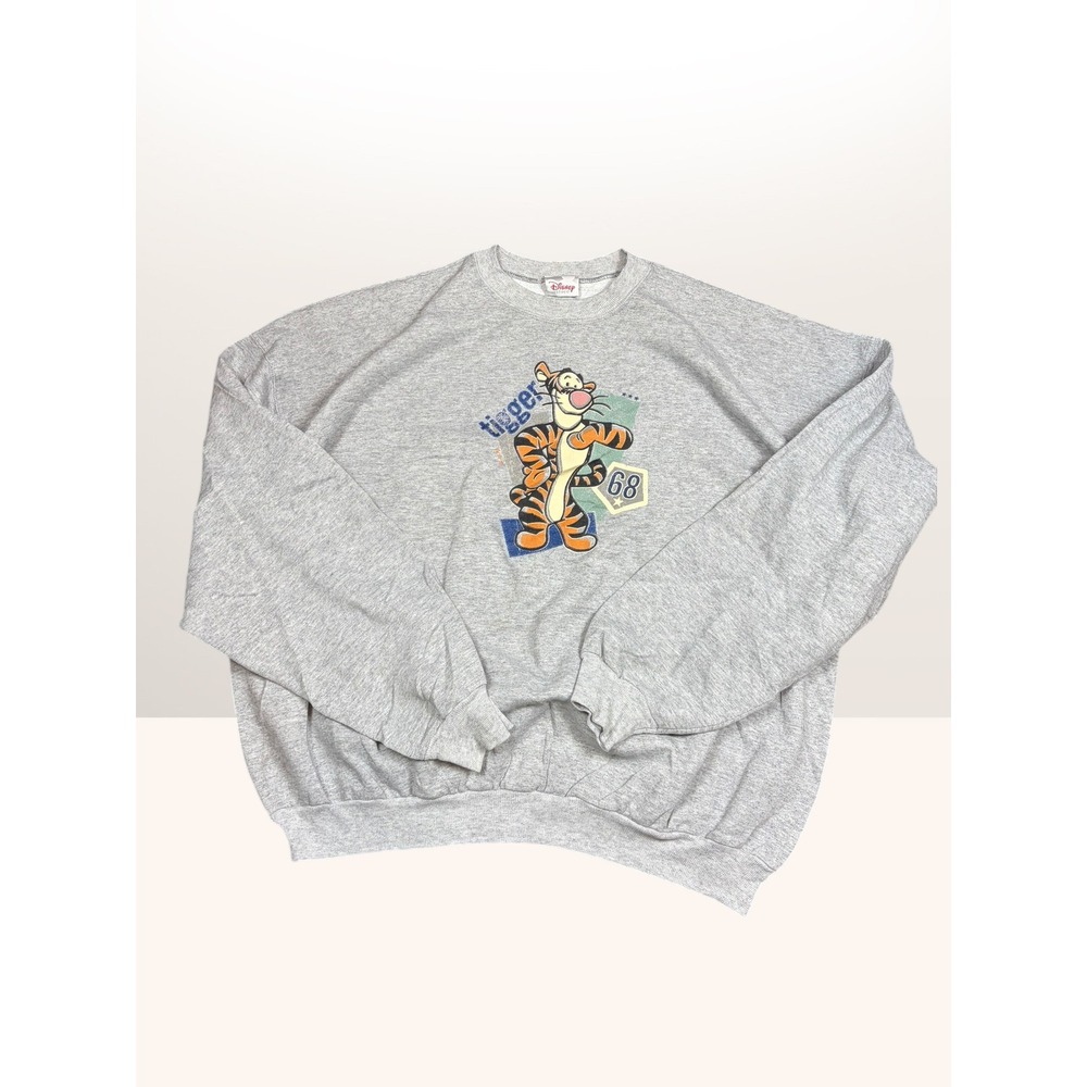 Disney VTigger Winnie the Pooh Vintage Style Gray Sweatshirt Oversized L/XL